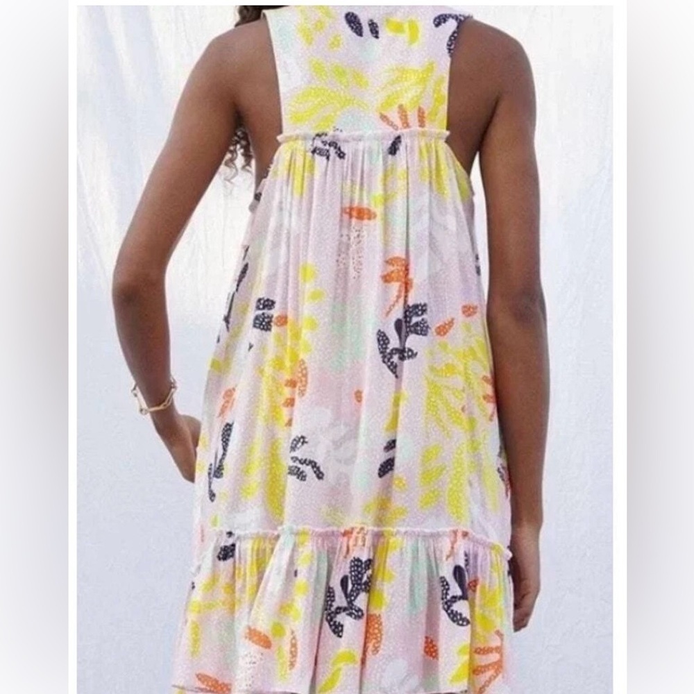 Lemlem by Liya Kebede Reef Bib Mini Dress Pink Print Size M - Picture 2 of 4